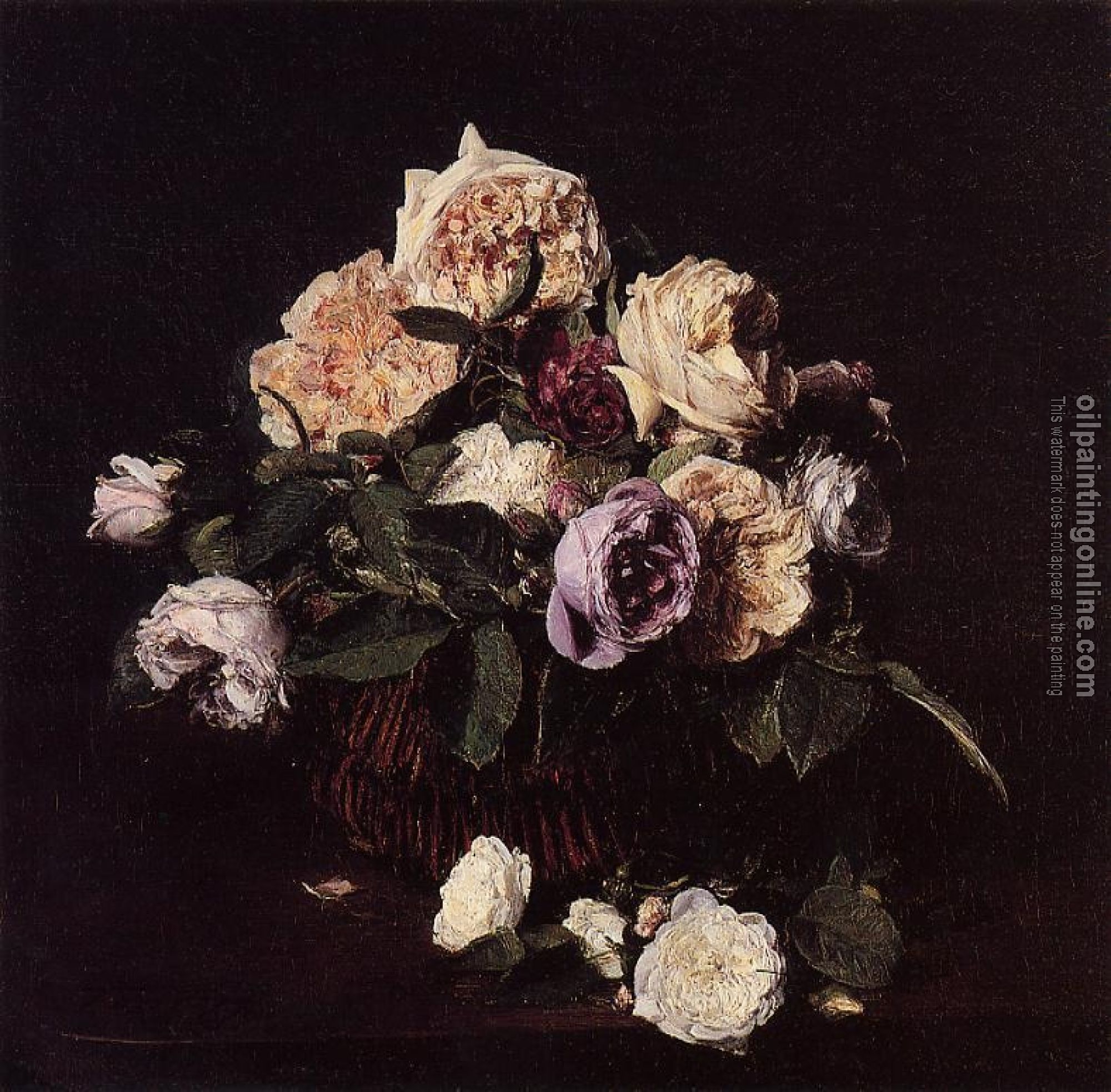 Fantin-Latour, Henri - Roses in a Basket on a Table